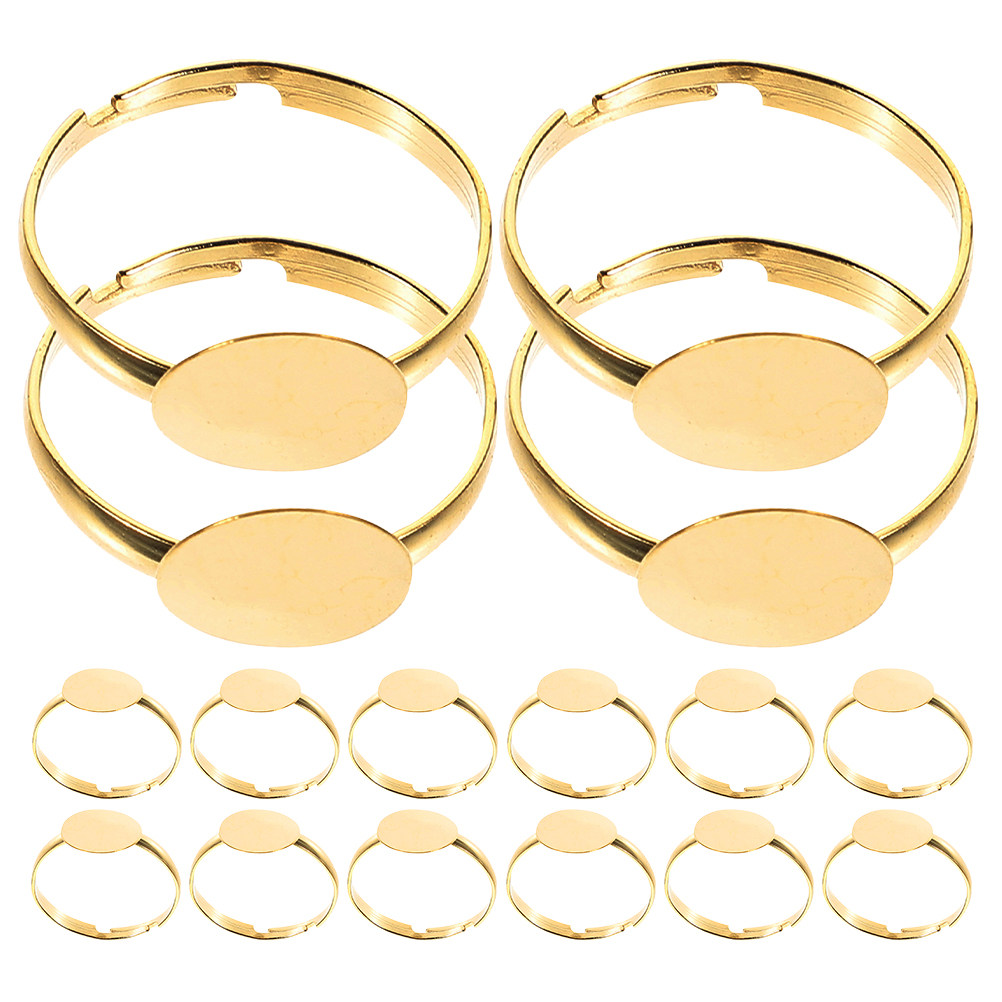 Ring Set Adjustable - 50 قطعة من قواعد الخواتم الفارغة