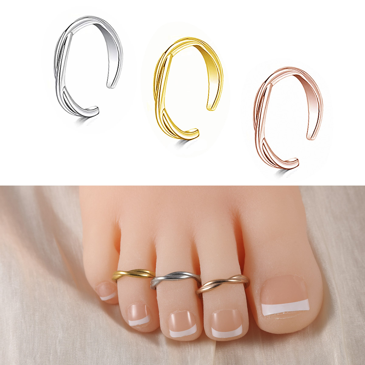 Ring Set Adjustable - خاتم قدم نسائي من الفولاذ المقاوم