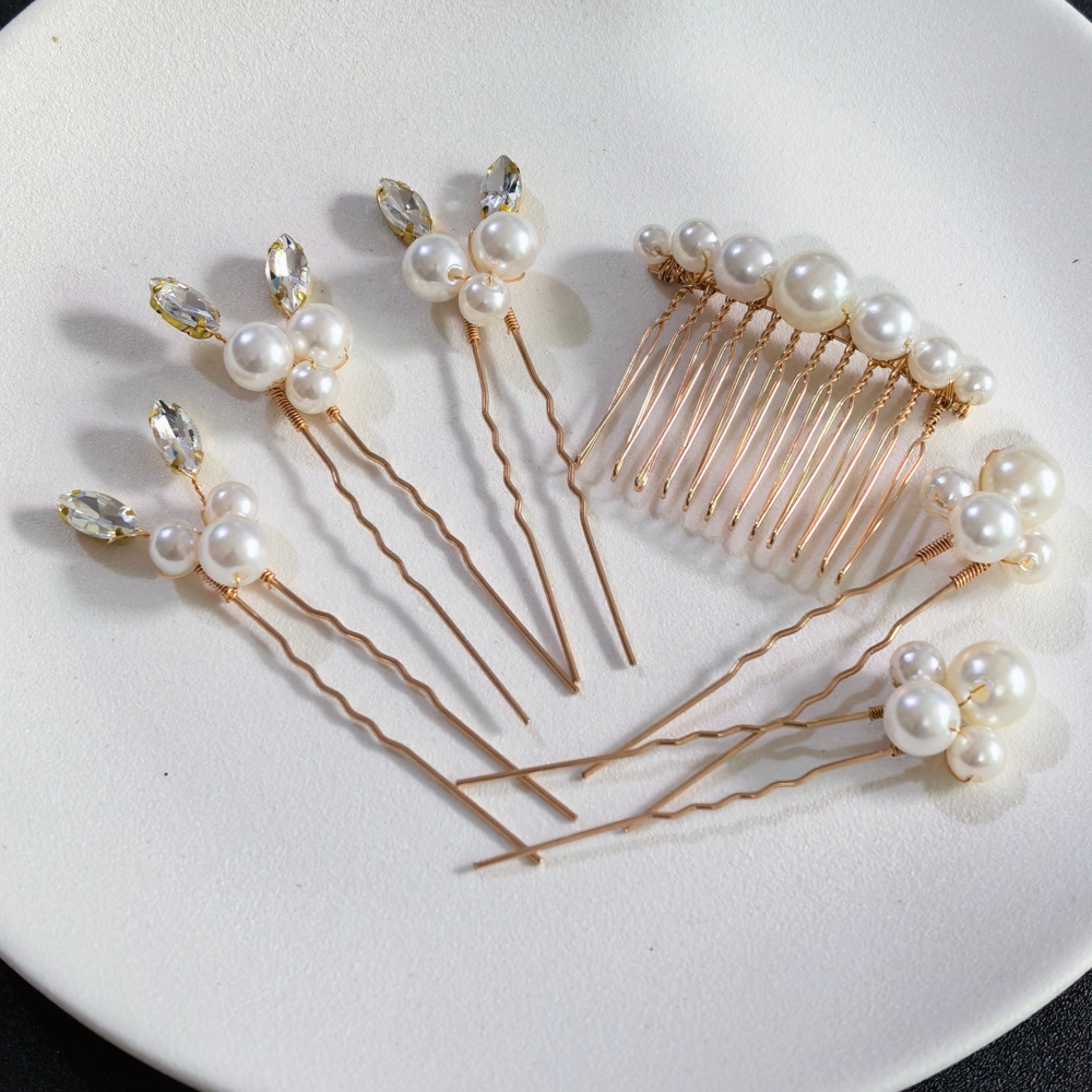 Women Accessories Aesthetic - مجموعة مشابك شعر من الكريستال واللؤلؤ،