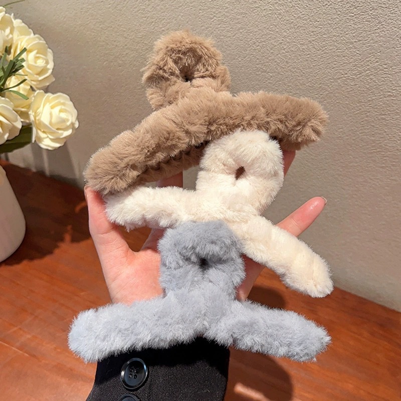 Women'S Winter Accessories Set - ربيع شتاء فو الفراء مشبك شعر