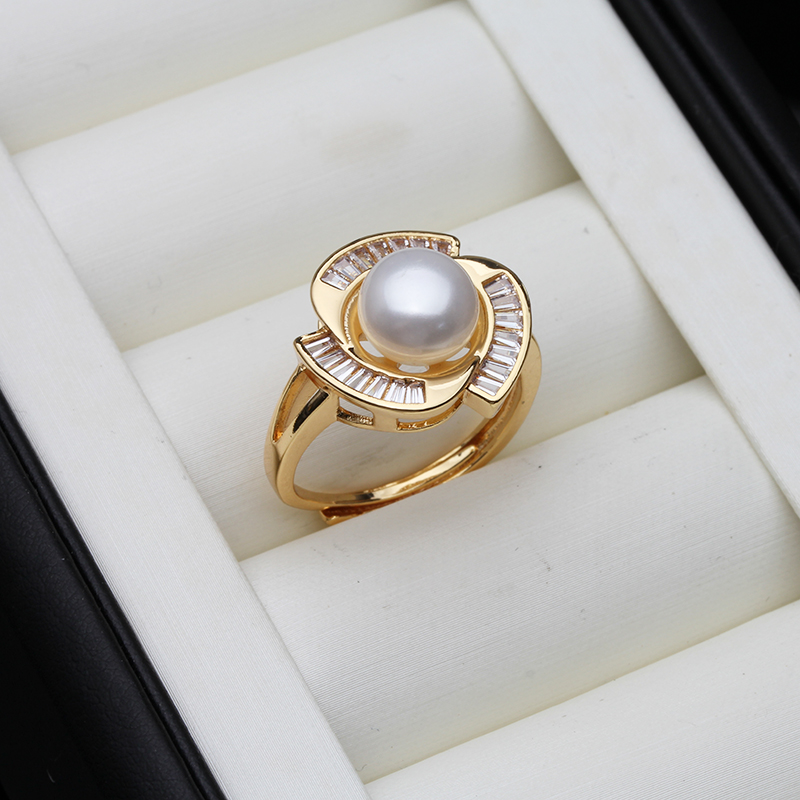 Ring Set Adjustable - خواتم لؤلؤ المياه العذبة الطبيعية للنساء