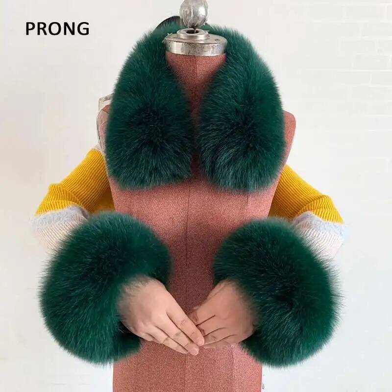 Women'S Winter Accessories Set - الشتاء الفراء الحقيقي طوق والأصفاد مجموعة
