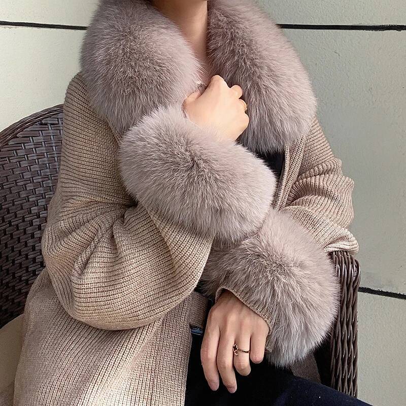 معطف شتوي بياقة للنساء من فرو  - مراجعة Women'S Winter Accessories Set وسعره