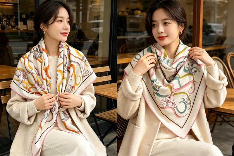 وشاح مزدوج الوجهين 135 سم، شال - مراجعة Women'S Winter Accessories Set وسعره