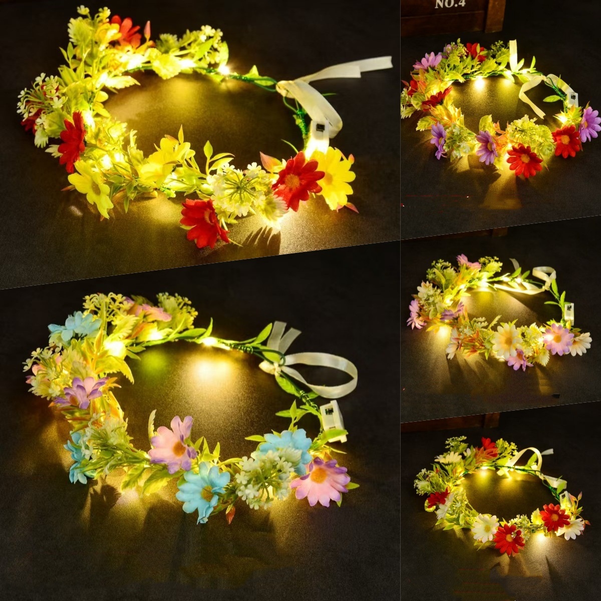 إكليل زهور مضيء بإضاءة LED، عص - مراجعة Women Accessories Photos وسعره