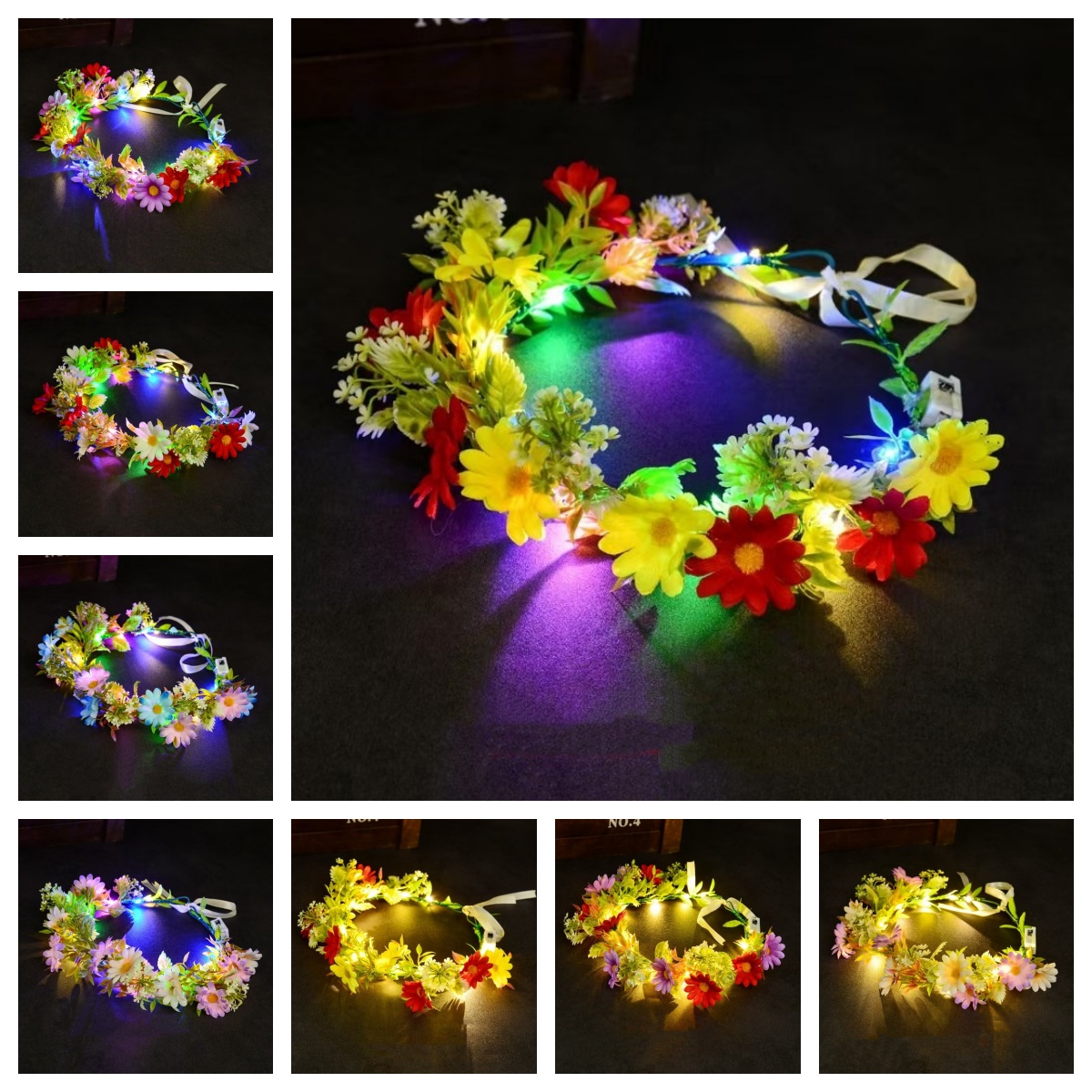 إكليل زهور مضيء بإضاءة LED، عص - مراجعة Women Accessories Photos وسعره