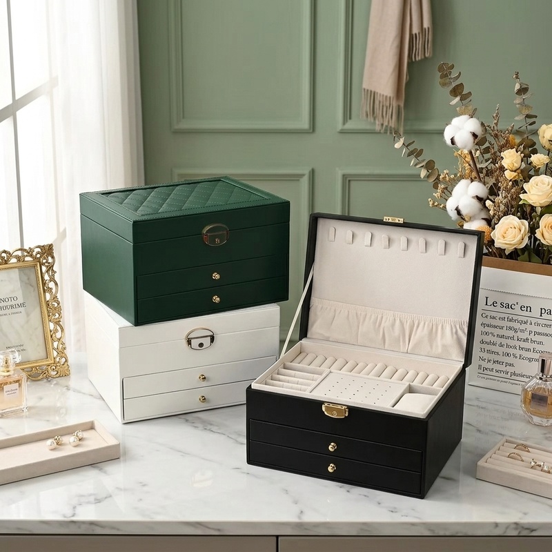 صندوق مجوهرات كبير السعة متعدد - مراجعة Women Accessories Drawer وسعره